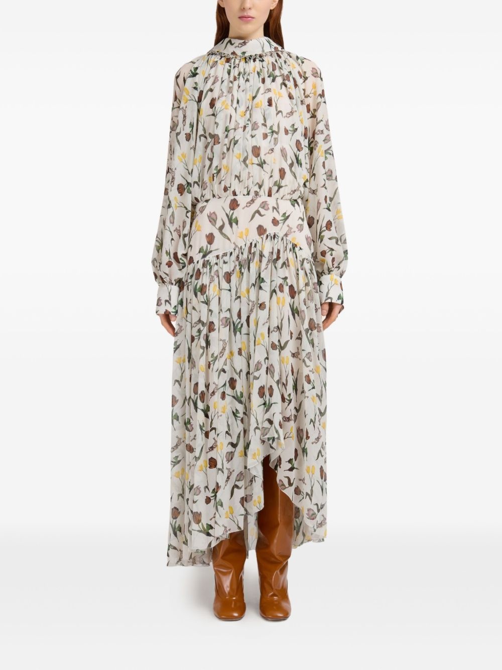 floral-print ruffled dress - 2