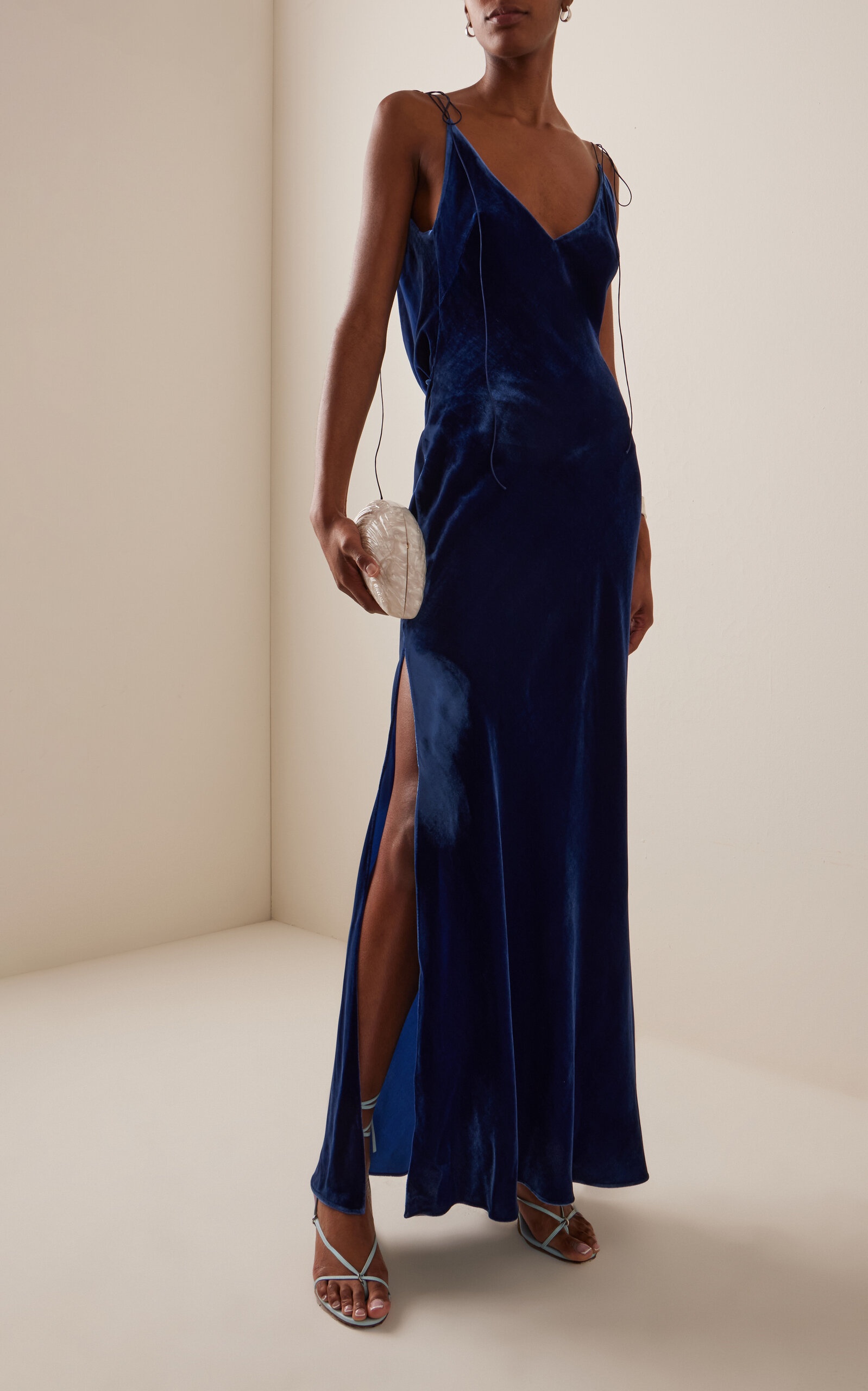 Jules Satin Maxi Slip Dress blue - 3