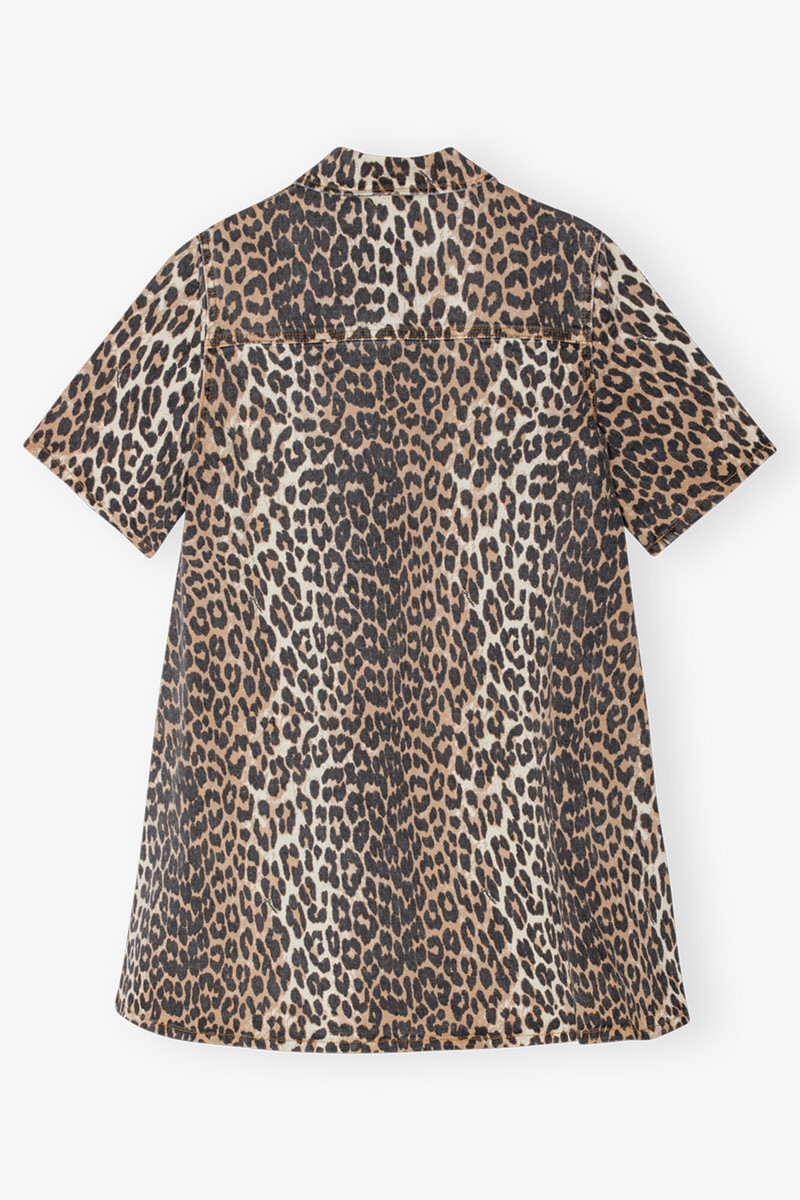 LEOPARD PRINTED DENIM MINI DRESS 6