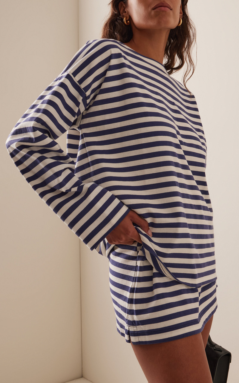 POSSE Haisley Striped Cotton T-Shirt blue outlook