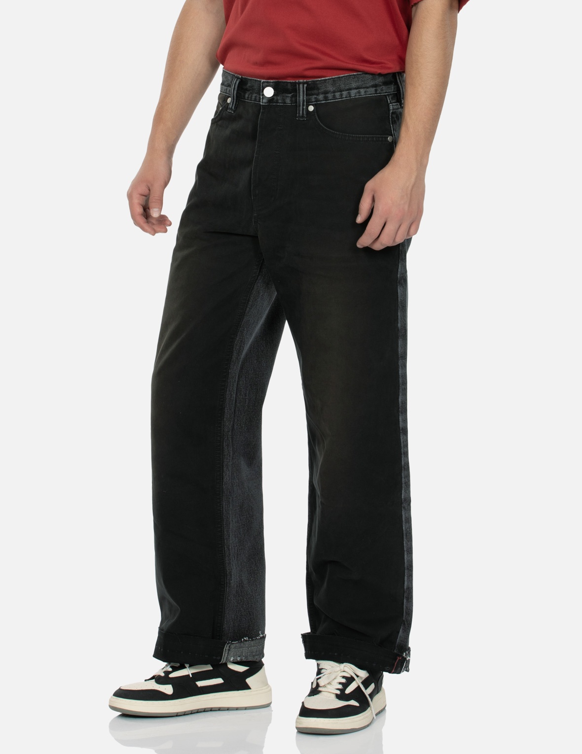 SEAGULL APPLIQUÉ EMBROIDERY BAGGY FIT PATCHWORK JEANS - 8
