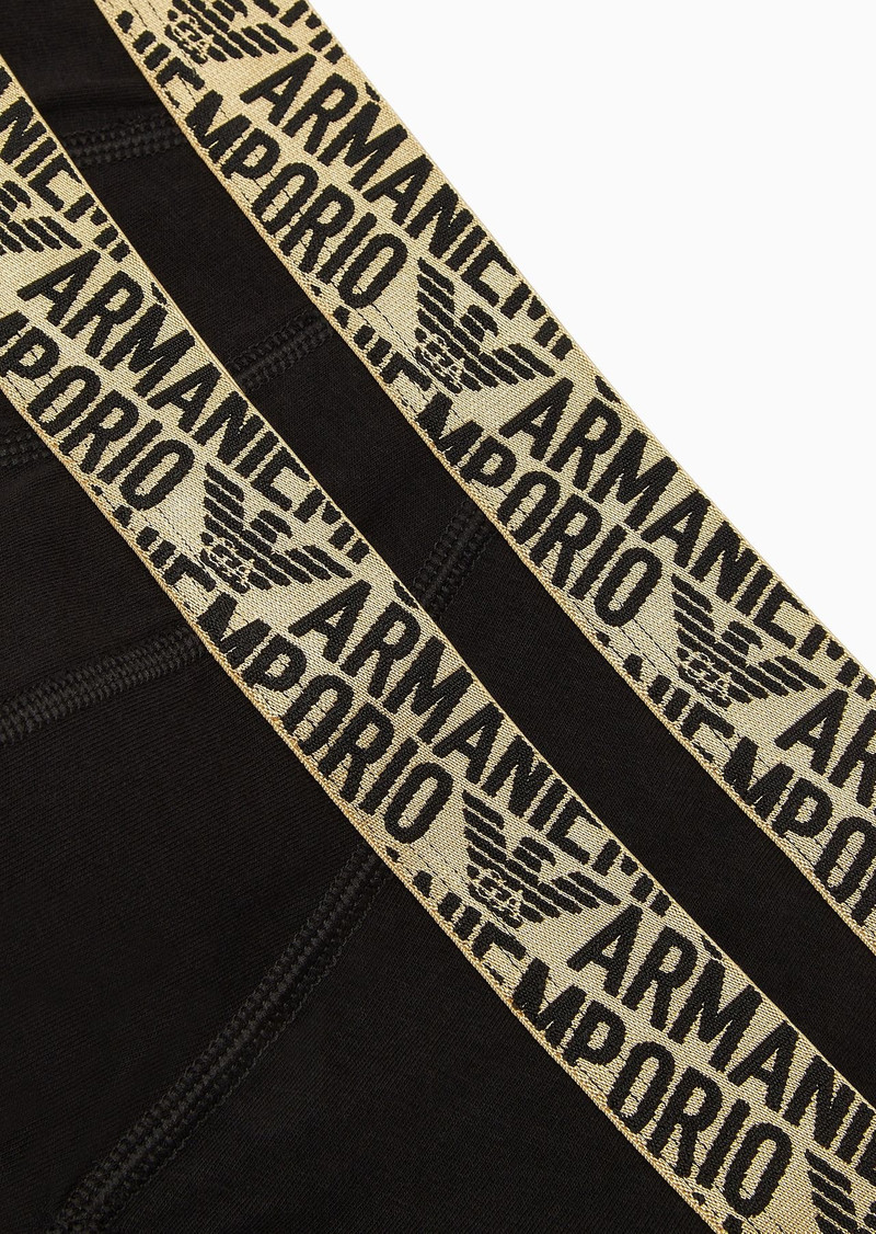 EMPORIO ARMANI Two-pack of ASV all-over shiny logoband organic-cotton briefs outlook