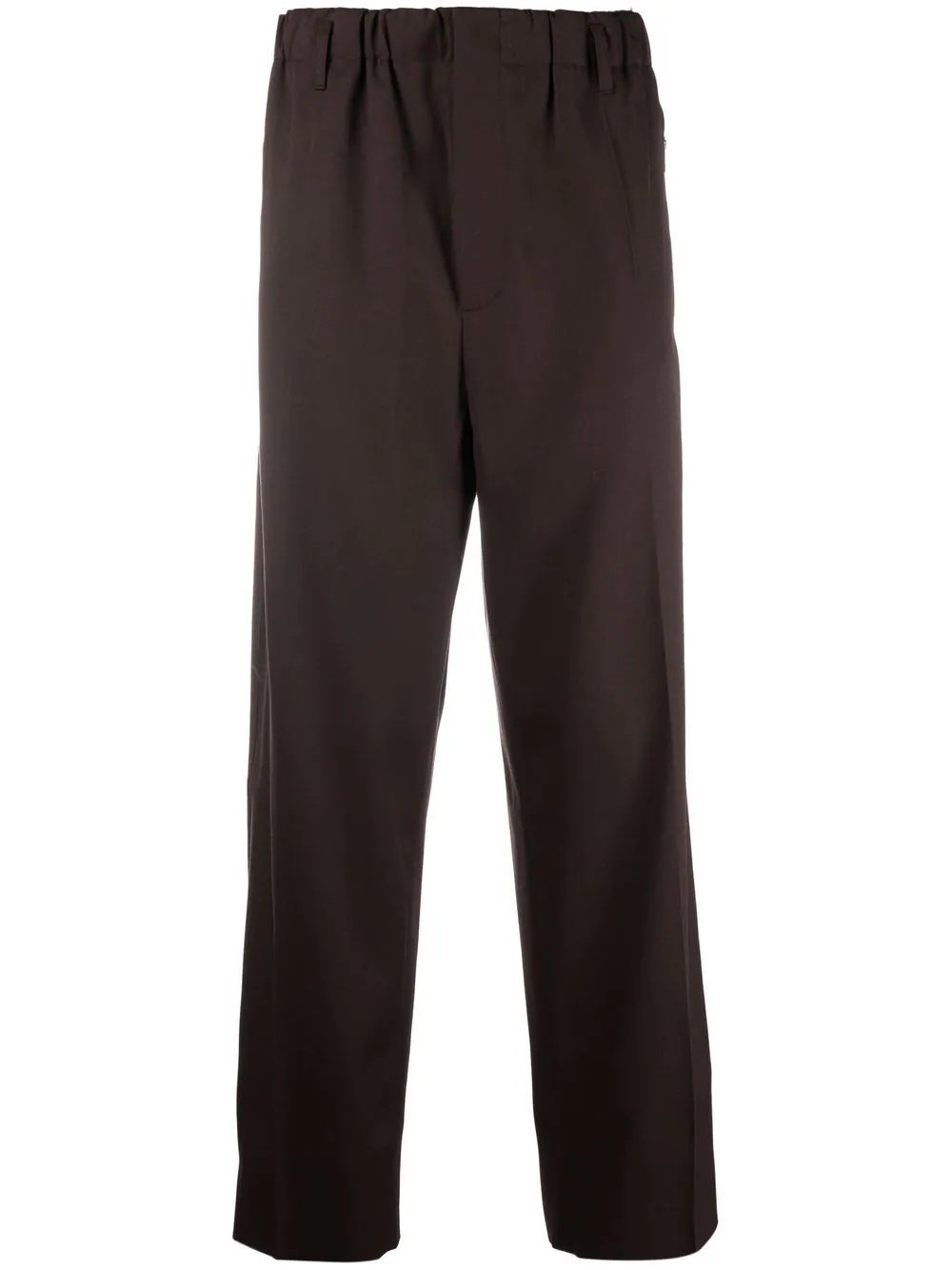 pressed-crease elasticated-waist trousers - 1