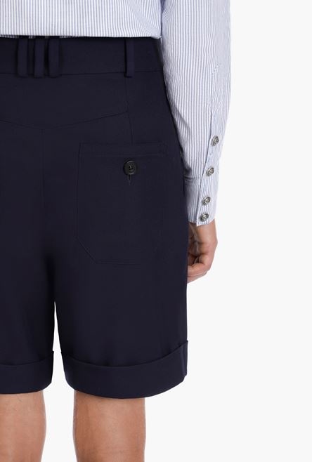 Navy blue wool Bermuda shorts - 8
