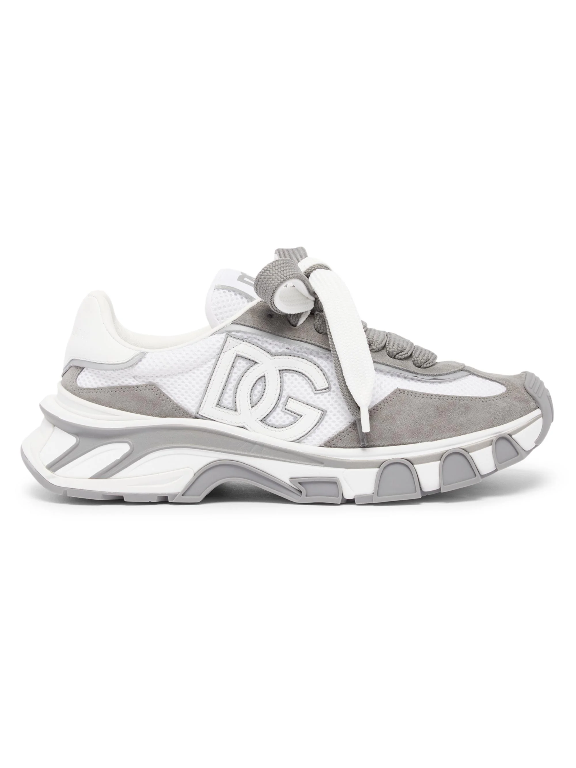 Men's Logo Two-Tone Nylon & Suede Low-Top Sneakers - Bianco Grigio - 1
