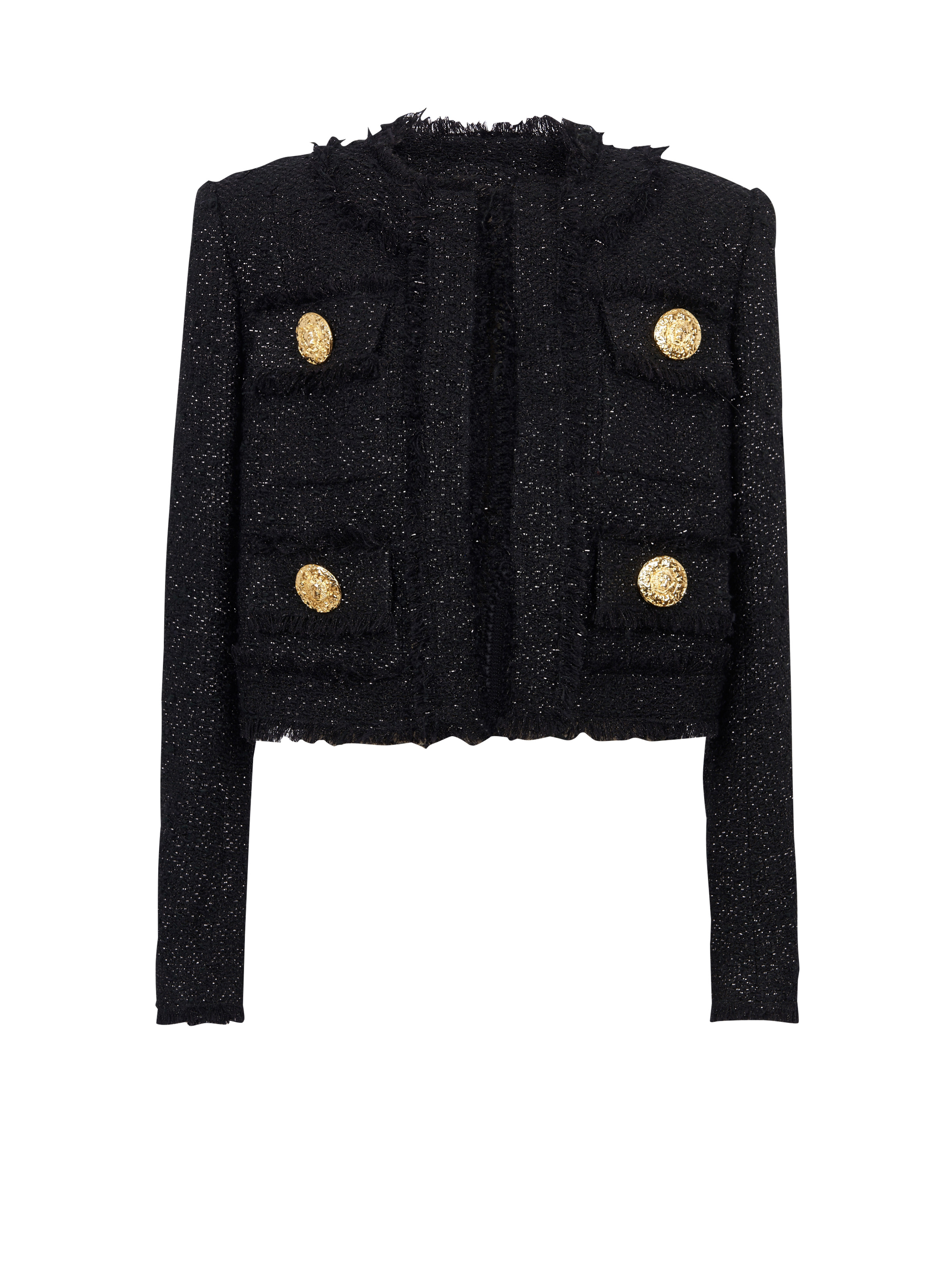 Balmain Cropped lurex tweed jacket | REVERSIBLE