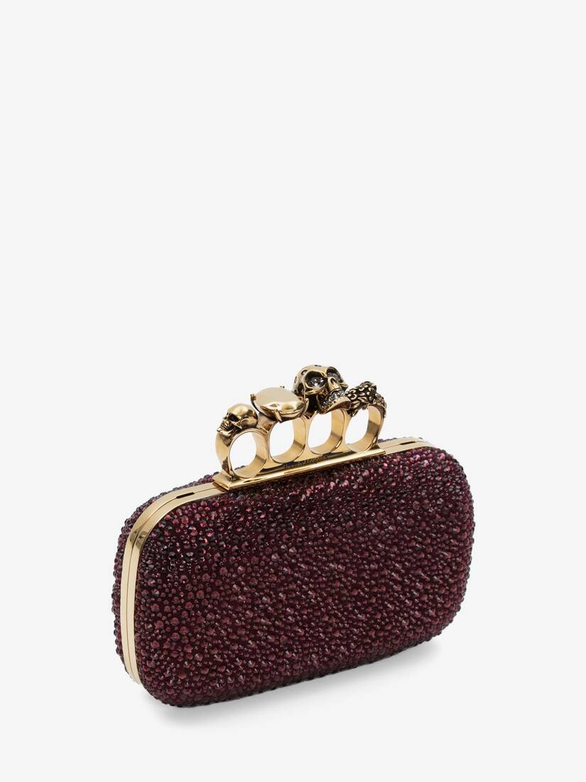 Women's Skull Four Ring Clutch in Prune - 2