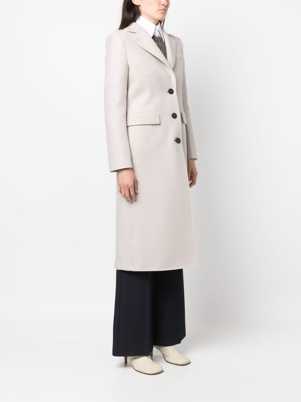 single-breasted virgin wool coat - 3