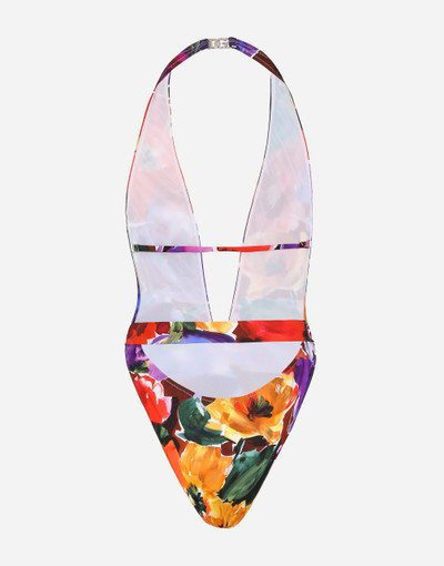 Dolce & Gabbana Belted one-piece swimsuit with abstract flower print outlook