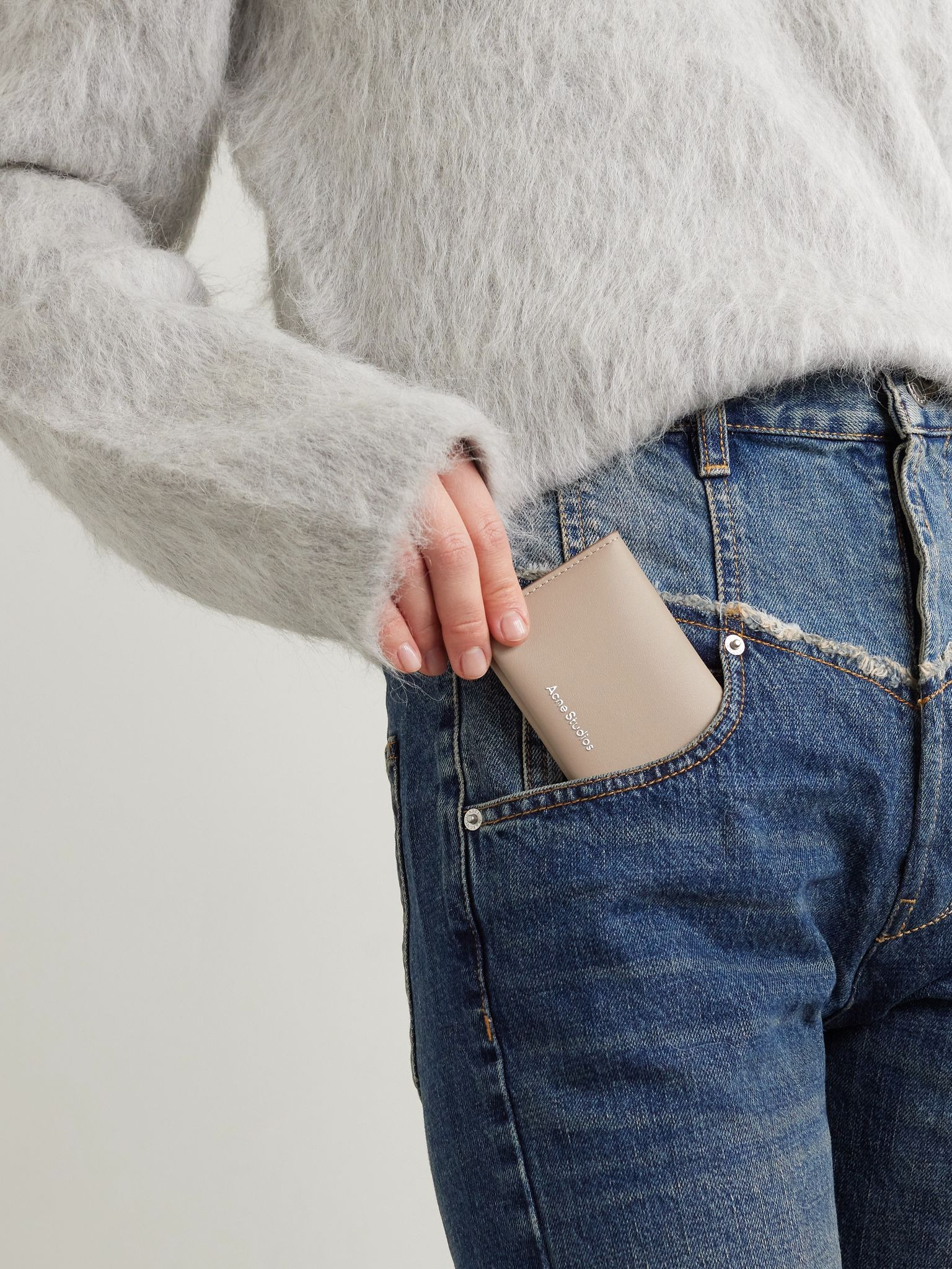 Printed leather wallet Taupe - 2