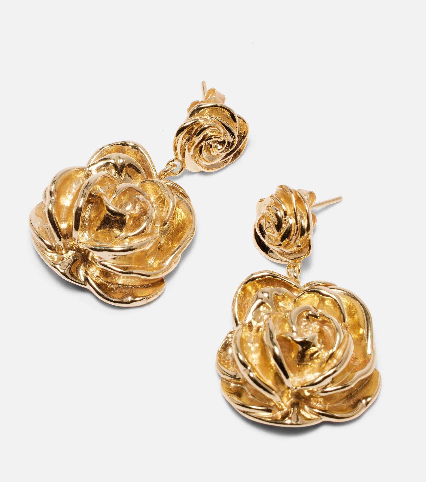 Floral gold-plated drop earrings - 4