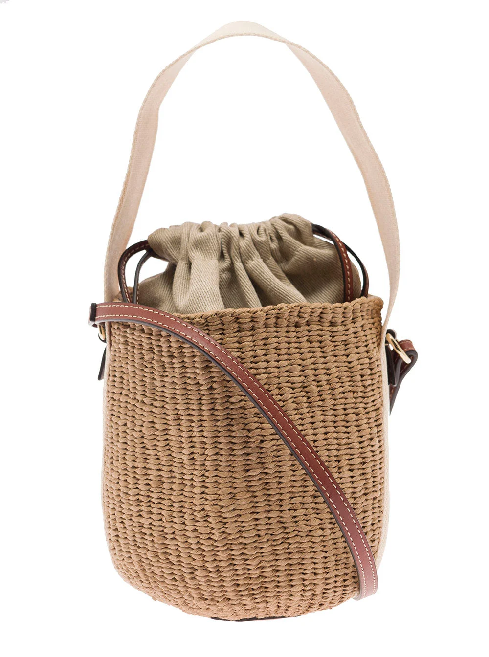 Beige Raffia Woody Small Handbag Paper Hand Bags - 1