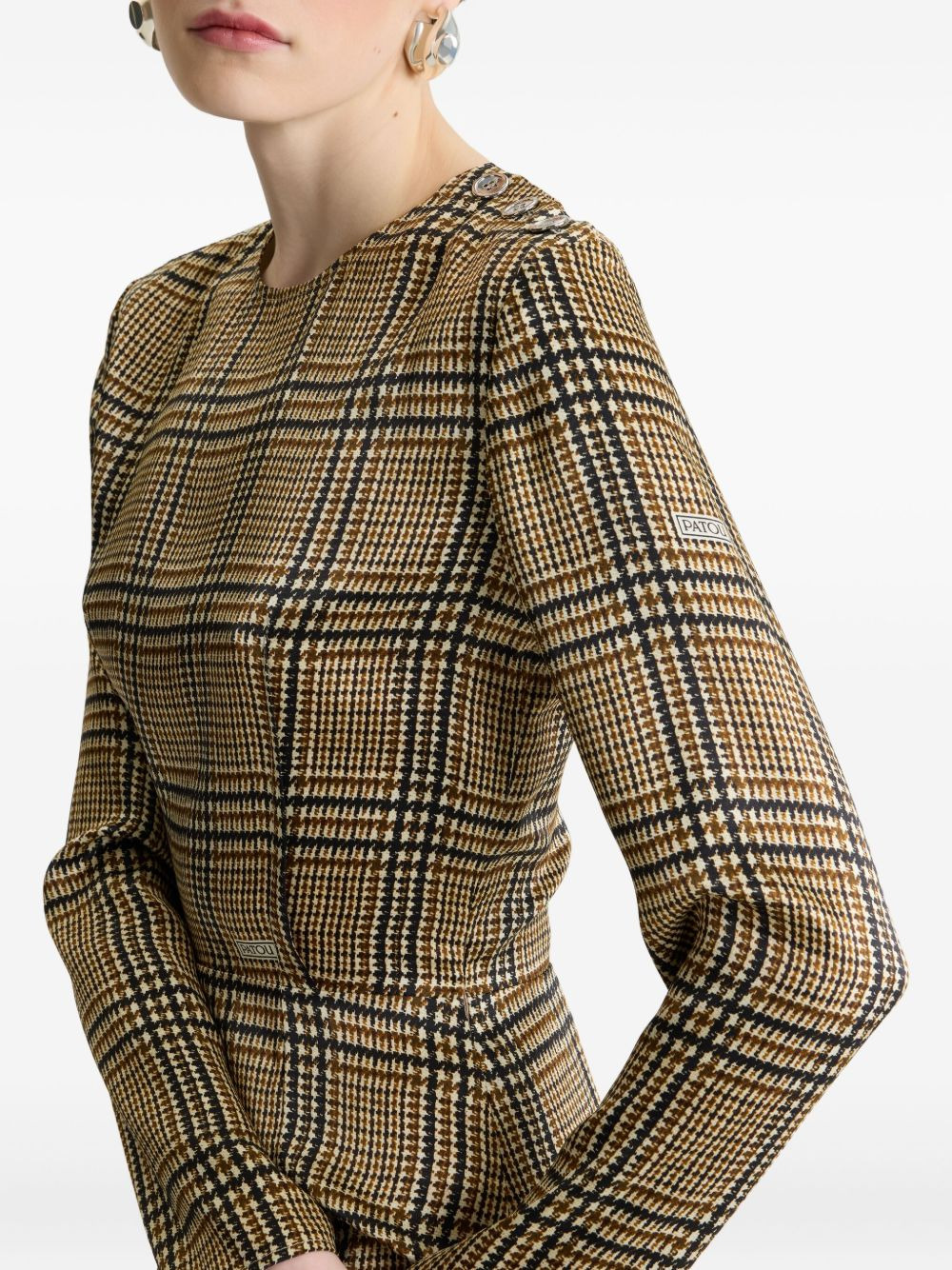 asymmetric check-print dress - 4