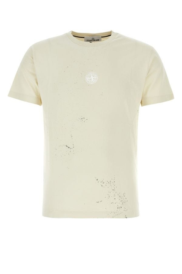 Stone Island Man Ivory Cotton T-Shirt - 1