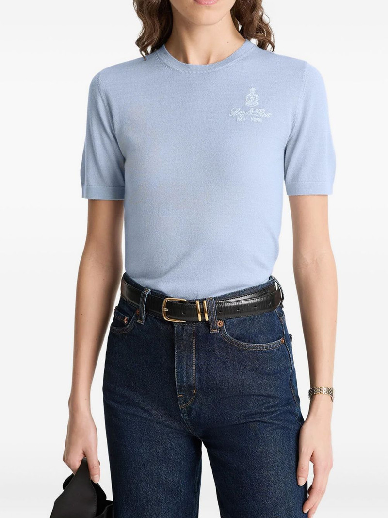 Sporty & Rich Vendôme crest-embroidered merino T-shirt outlook