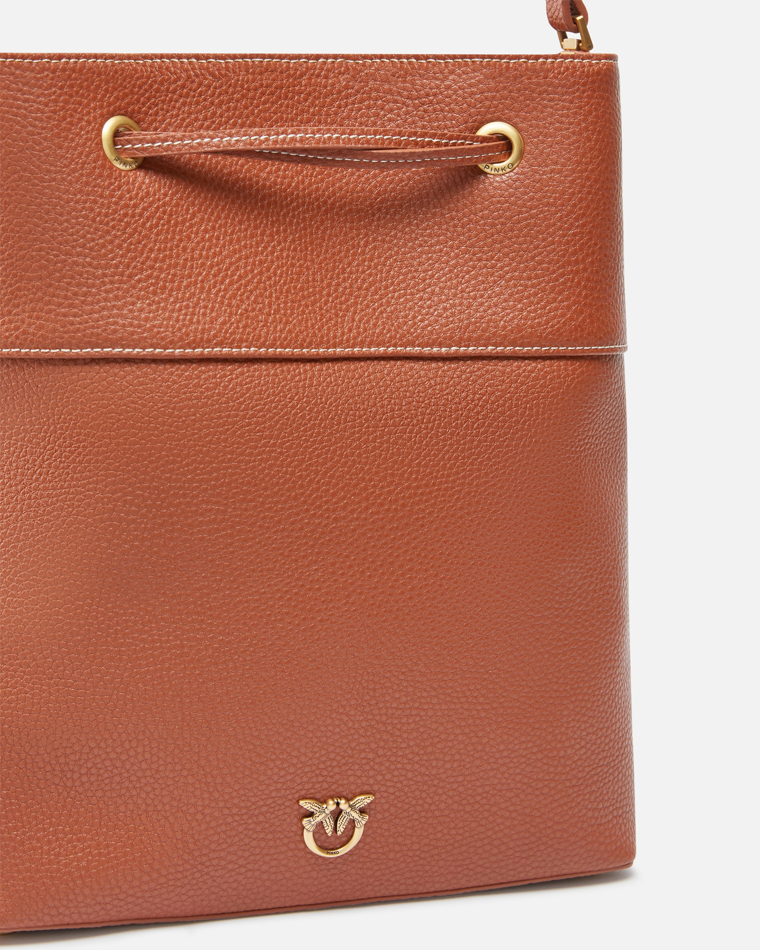 LEATHER BUCKET BAG WITH SHOULDER STRAP - 3