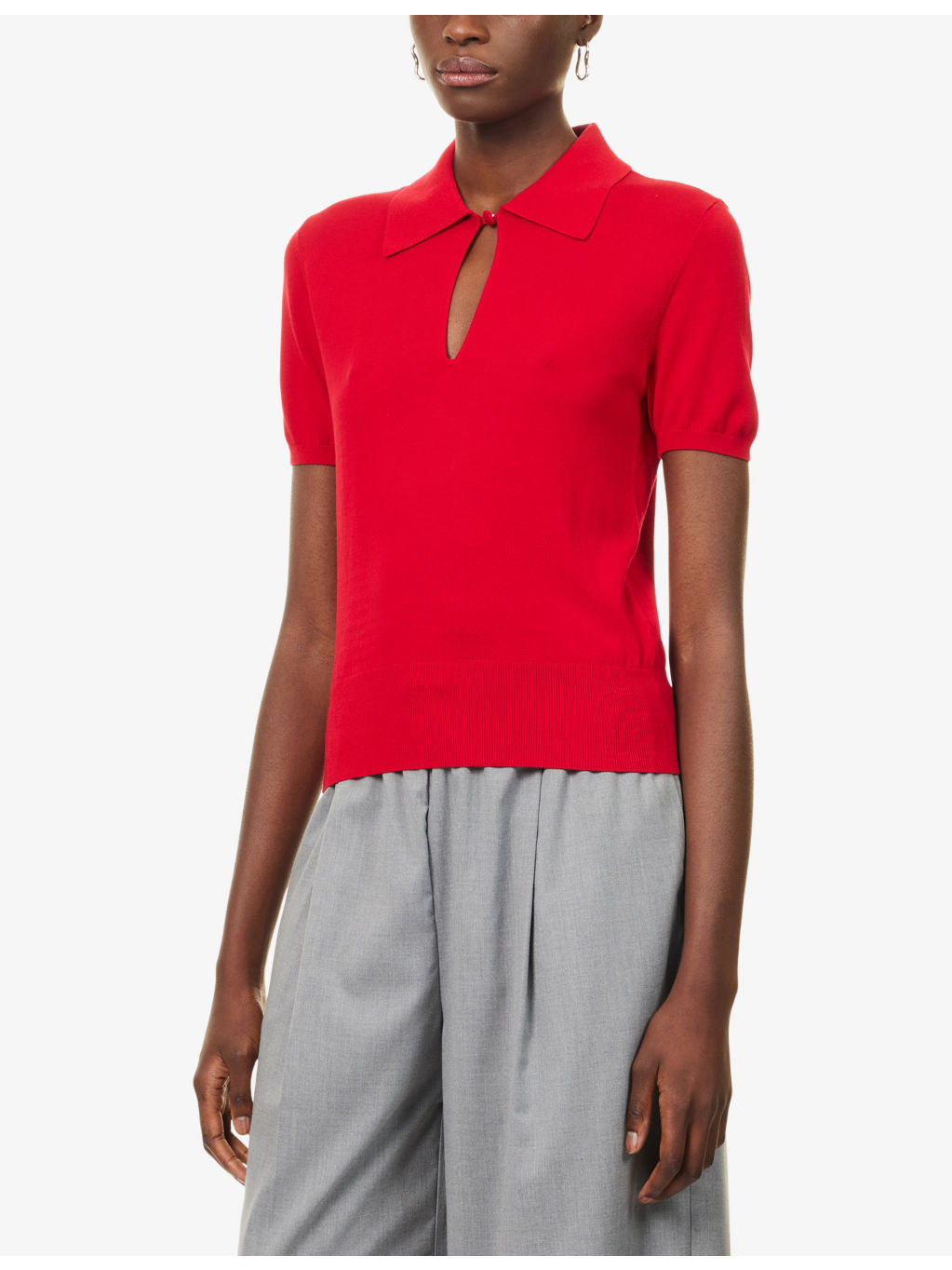 The Keyhole Polo Cotton-Modal Knitted Top - 3
