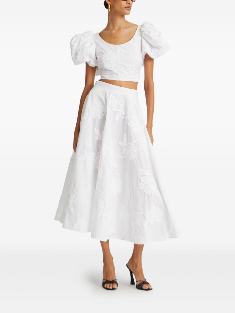floral-embroidered midi skirt - 2