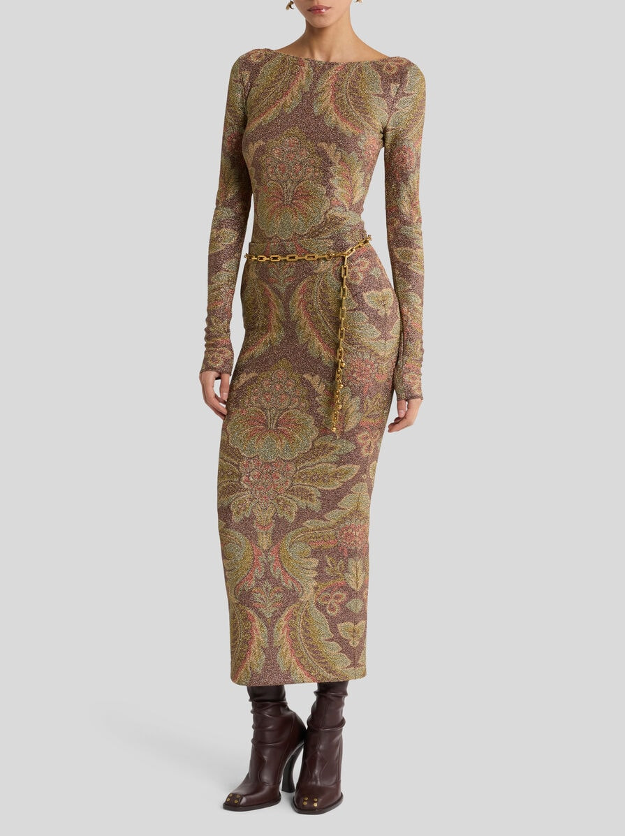 JERSEY MIDI SKIRT WITH FLORAL MOTIF - 4