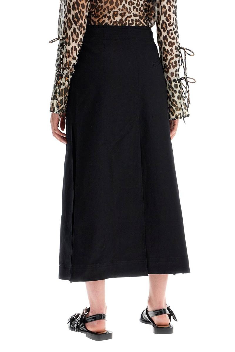 Ganni LONG WRAP SKIRT WITH POCKETS - 3