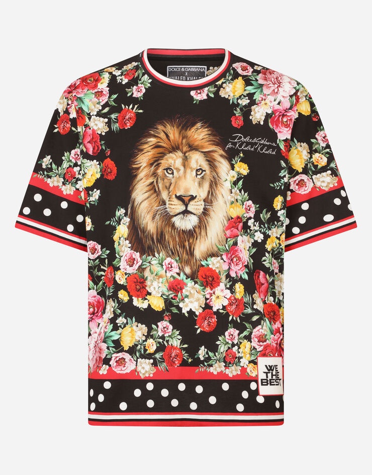 Cotton t-shirt with lion mix print - 1