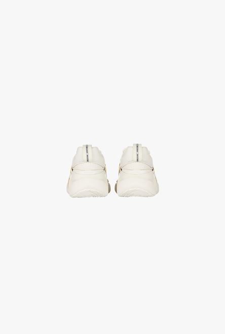 White and gold gummy leather and mesh B-Runner sneakers - 3