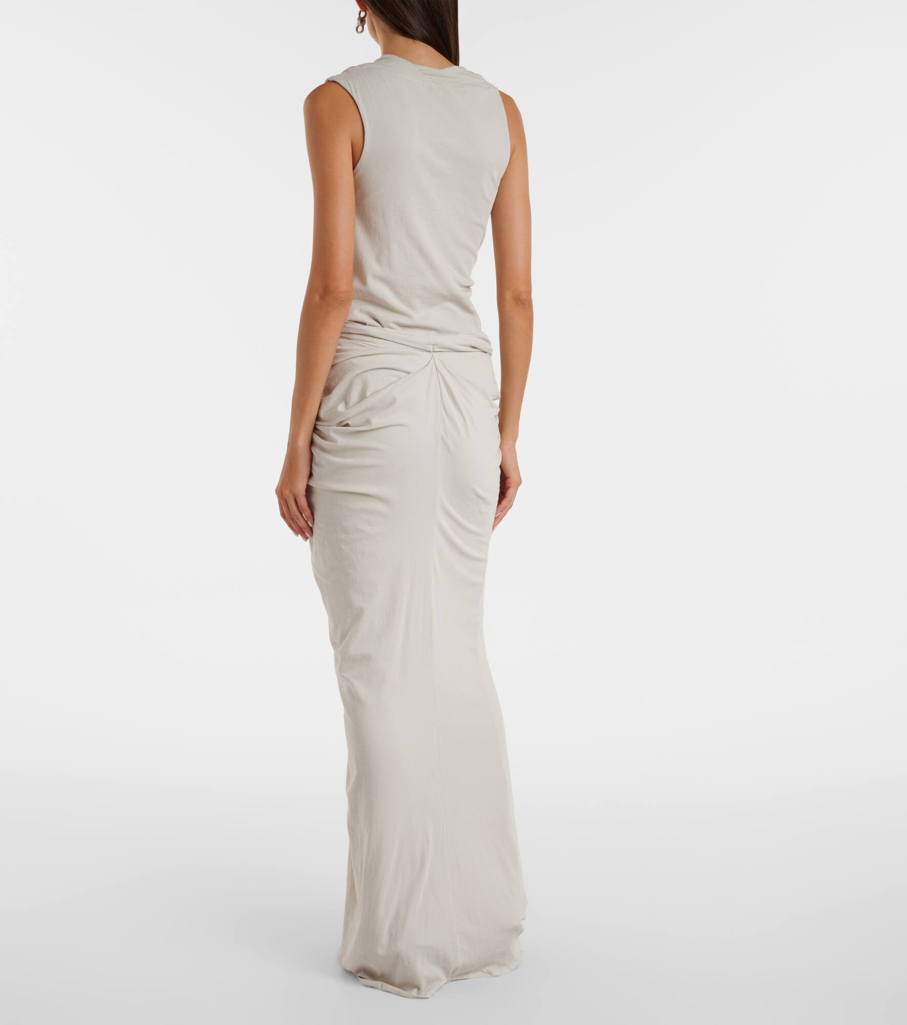Draped cotton-blend jersey maxi skirt - 3
