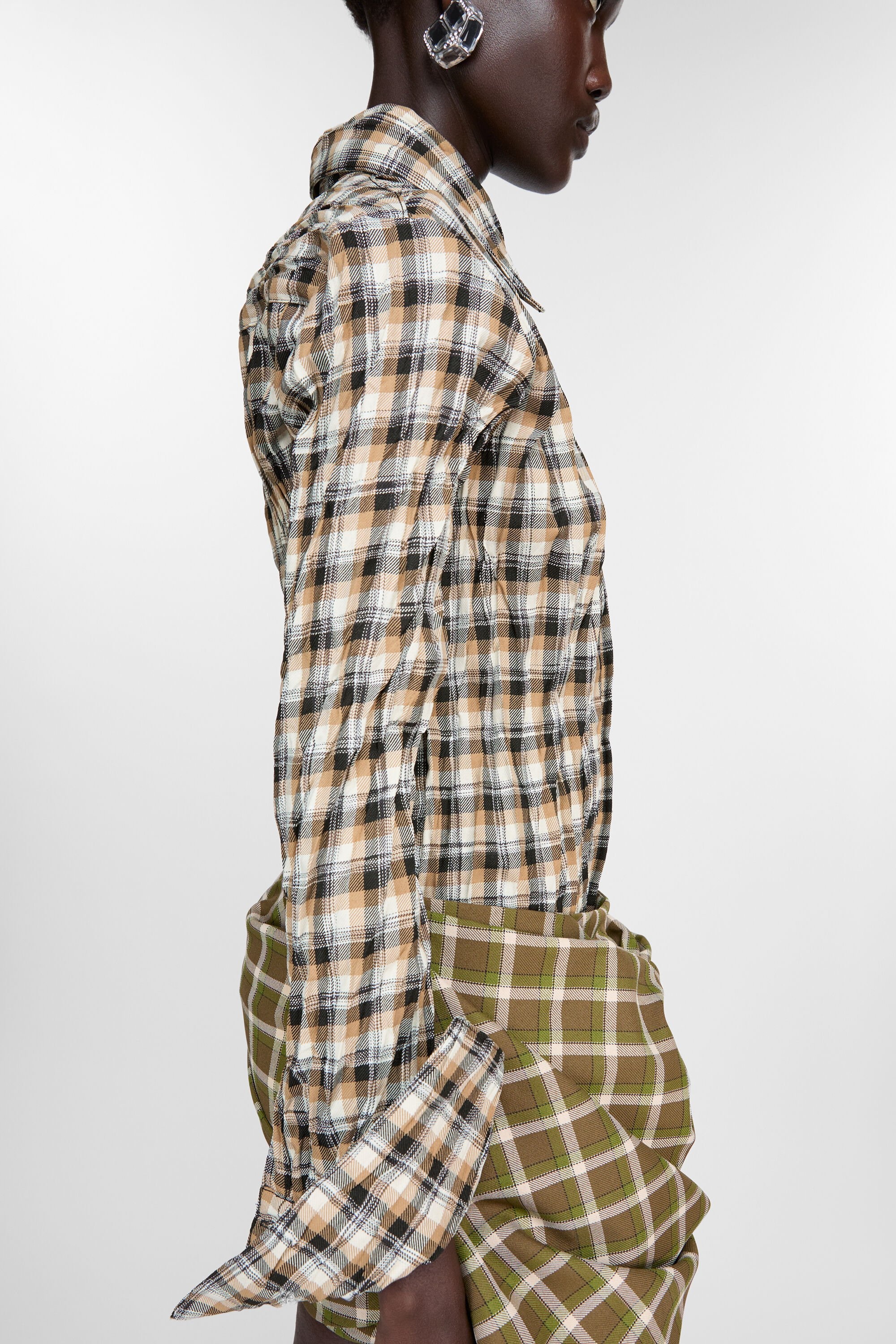 Check button-up shirt - Brown - 4