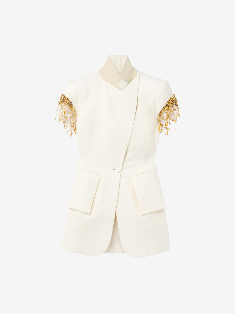 Alexander McQueen Gold Leaves and Crystal Embroidery Short-Sleeved Jacket outlook