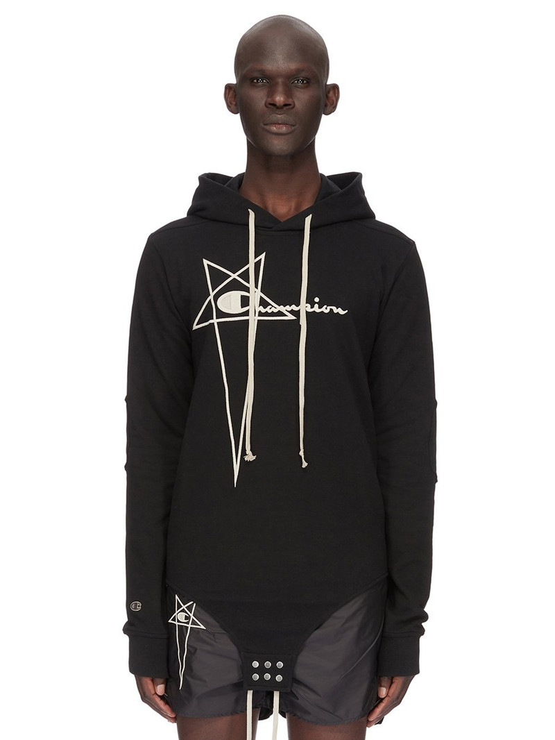 + Champion Embroidered Organic Cotton-Jersey Hoodie 1