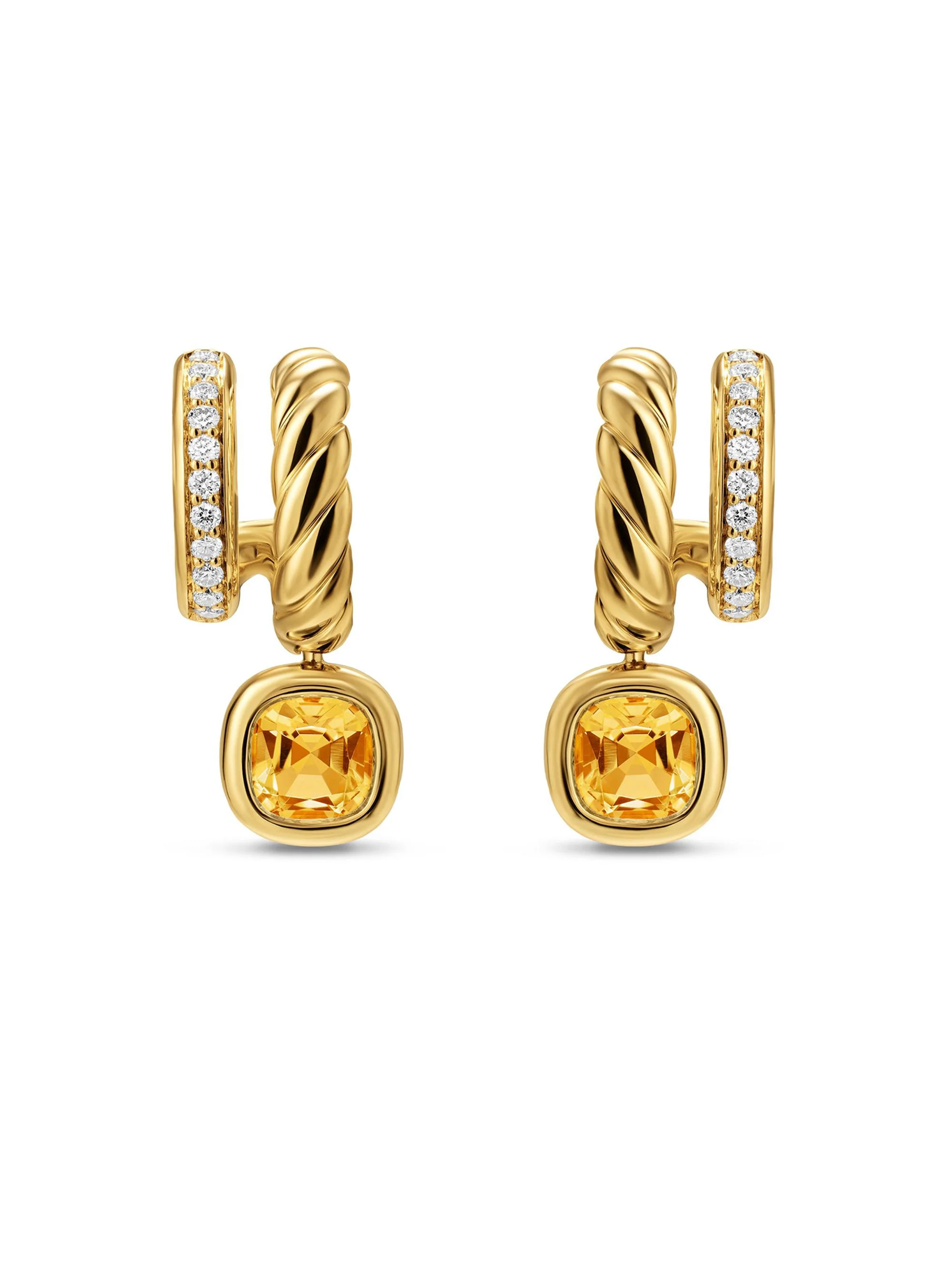 Women's DY Mercer Color Two Row Drop Earrings in 18K Yellow Gold - Citrine - 1