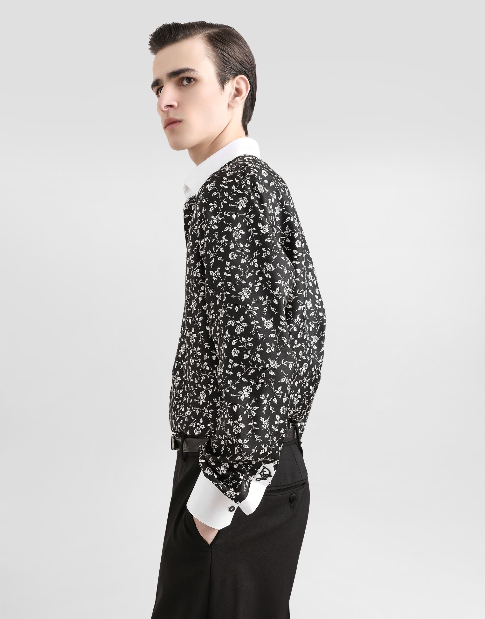 Silk shirt with tie print - 4