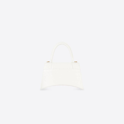 BALENCIAGA Women's Hourglass Small Handbag Crocodile Embossed in White outlook