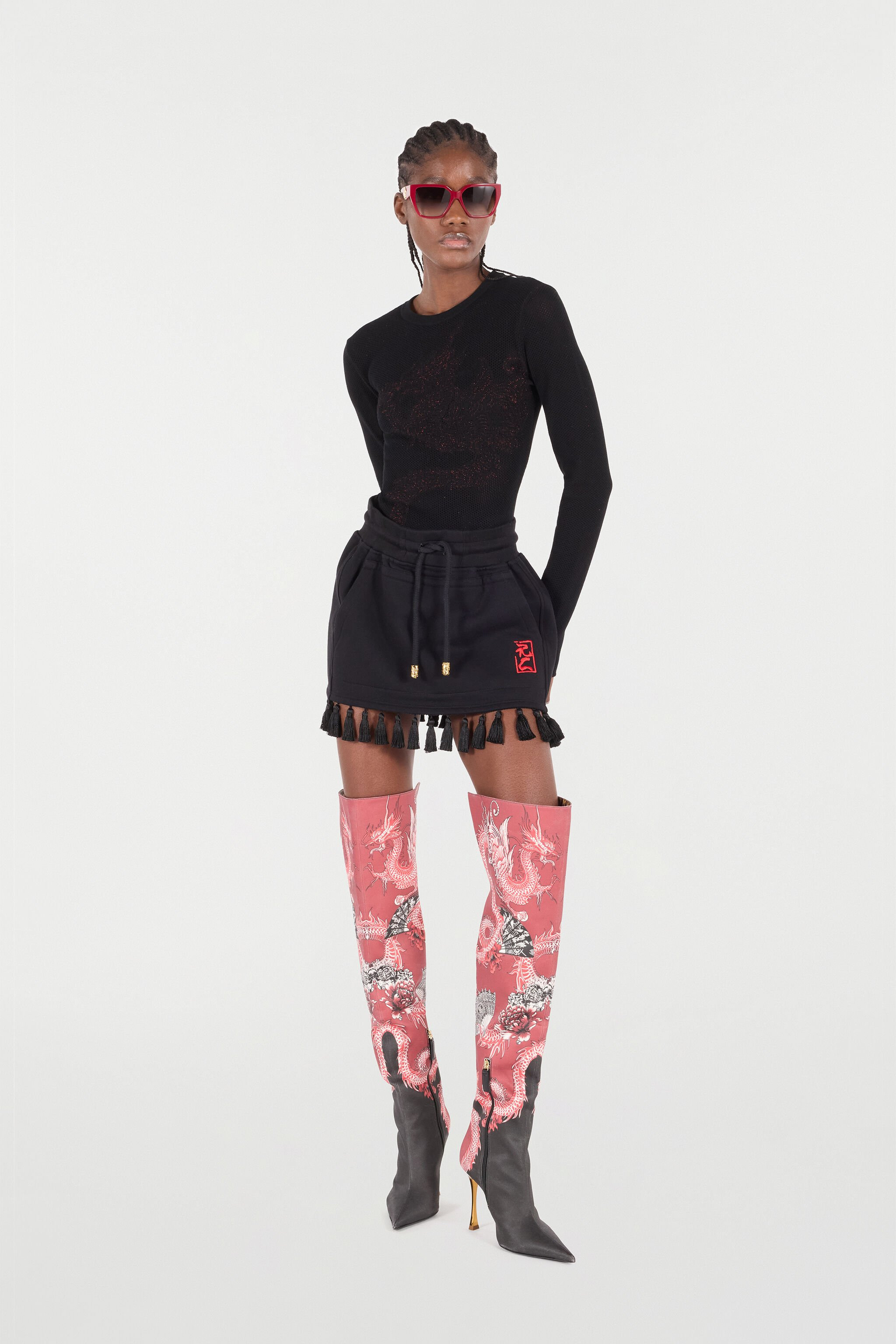 Micro-Openwork Sweater With Dragon - 2