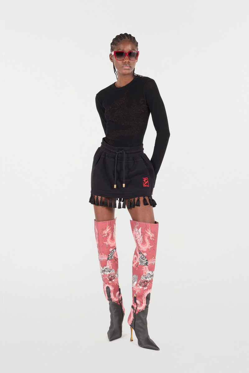 Roberto Cavalli Micro-Openwork Sweater With Dragon outlook