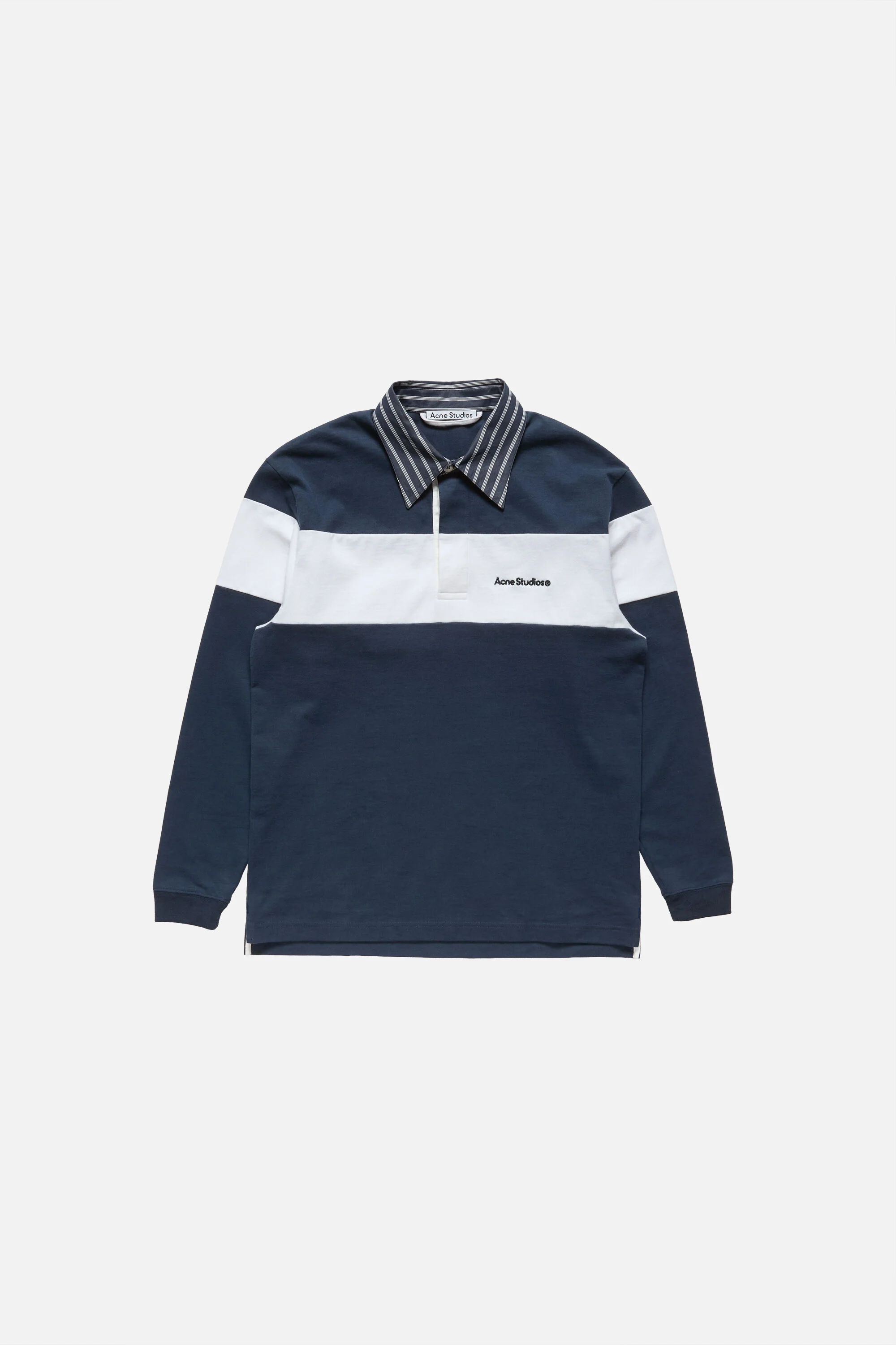 Striped polo sweatshirt - Navy/white - 1