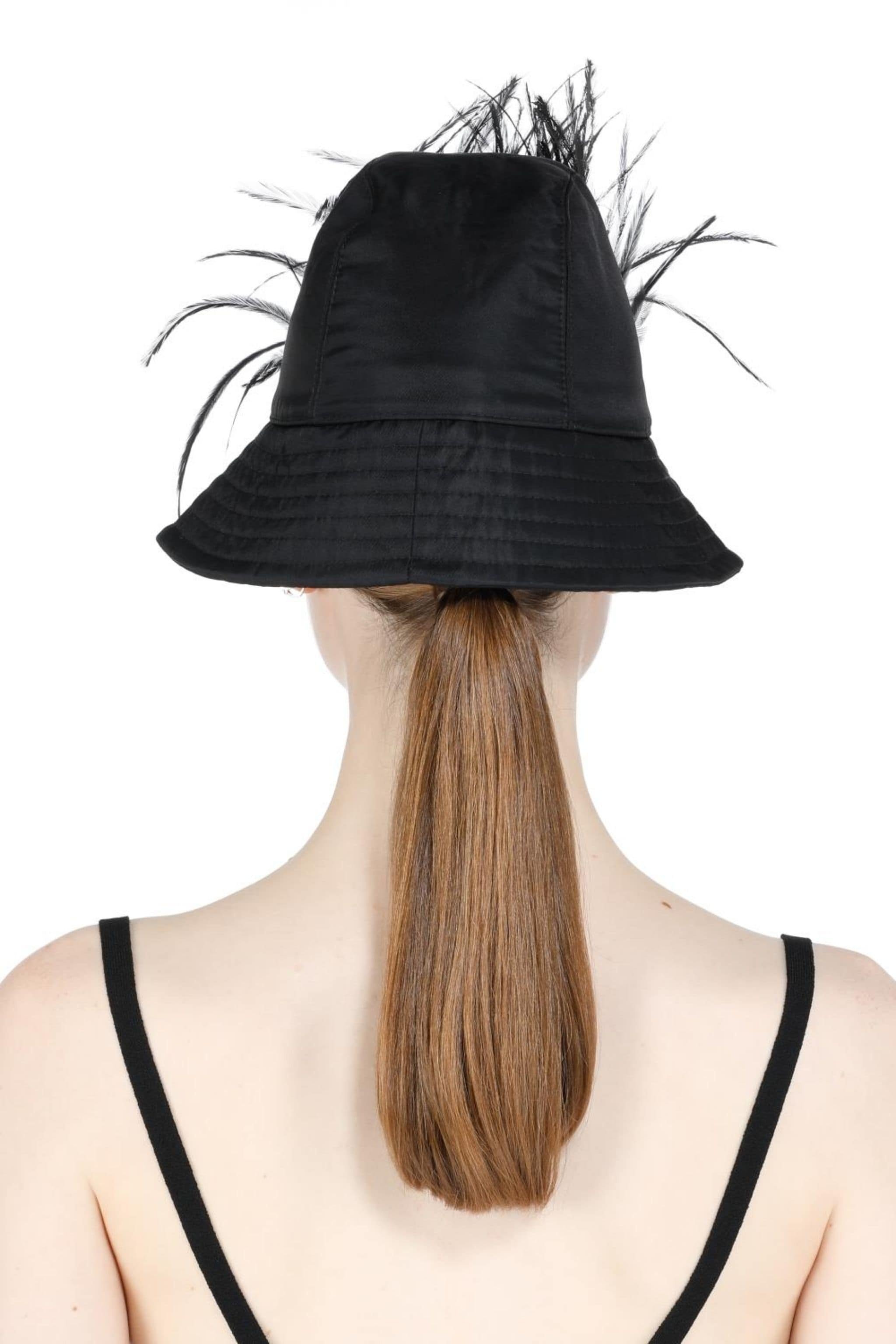 FEATHER-TRIMMED BUCKET HAT - 3