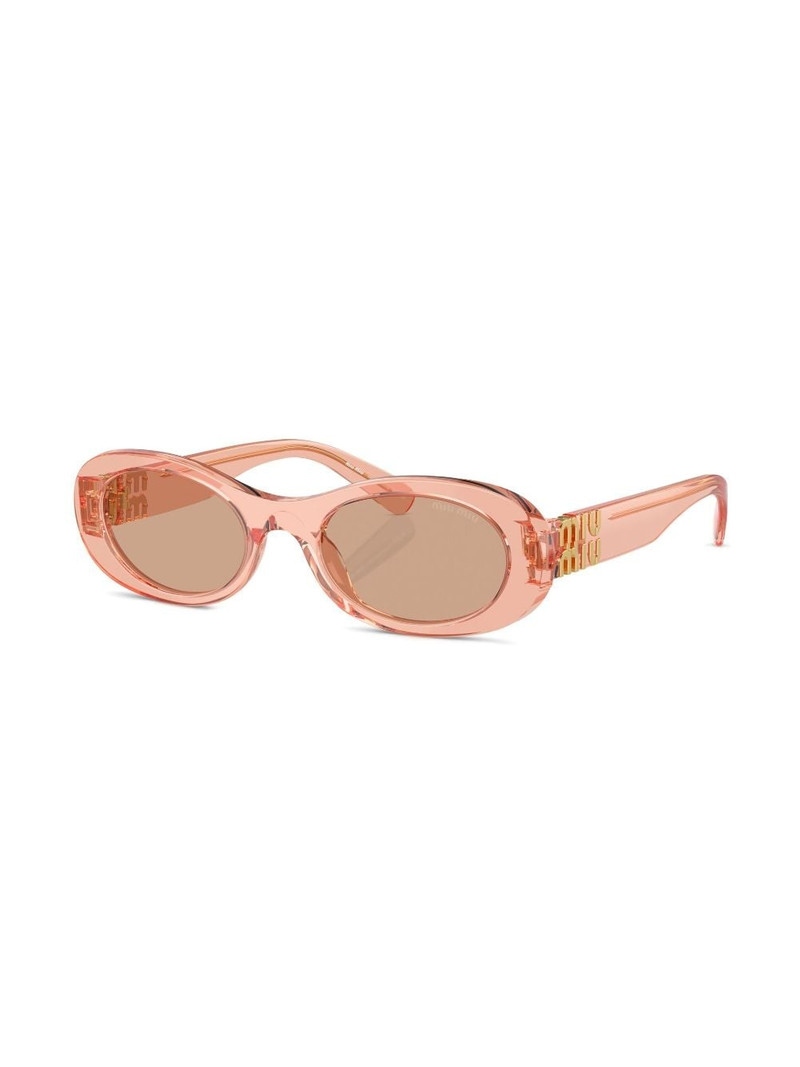 Miu Miu logo-lettering oval-frame sunglasses outlook