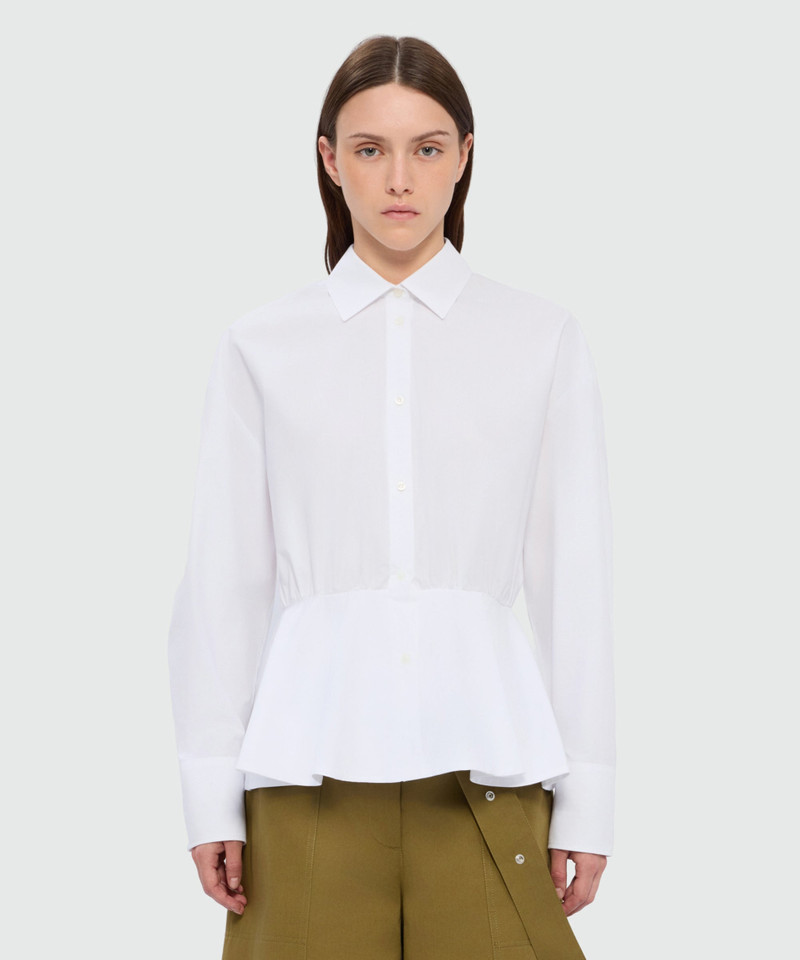 MSGM White cotton poplin shirt with cut and gathered waist outlook
