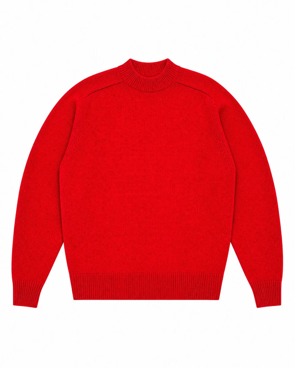 RED WOOL CREW-NECK SWEATER - 1