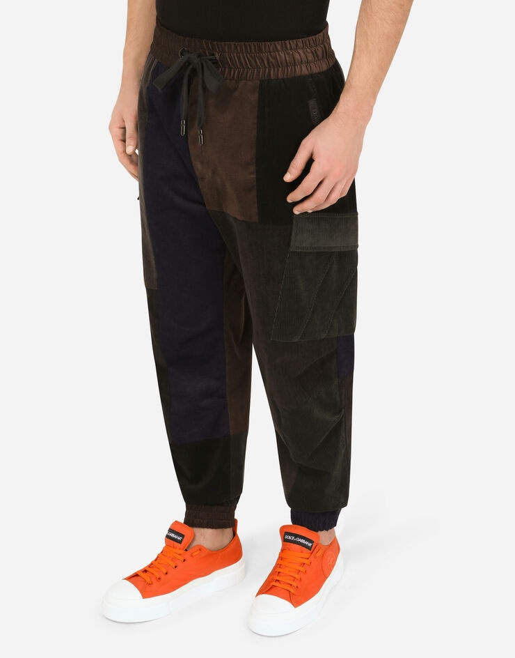 Velvet patchwork jogging pants - 4