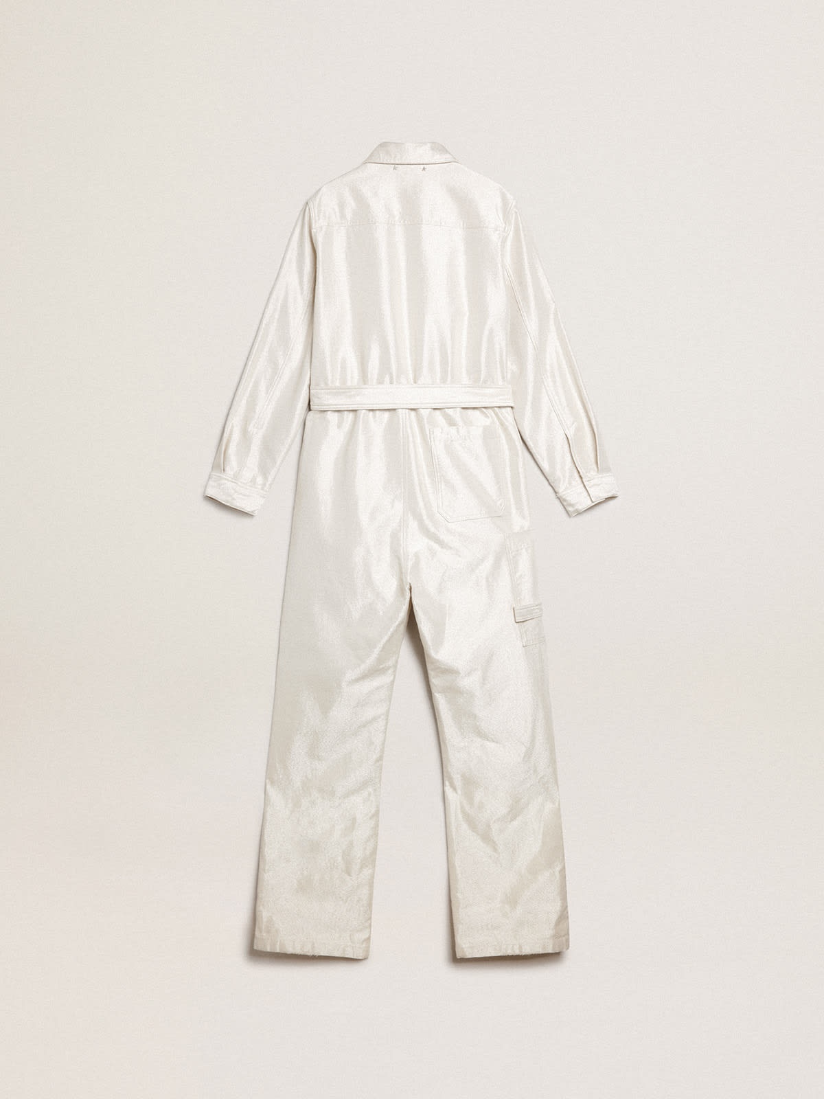 Golden white denim jumpsuit - 6