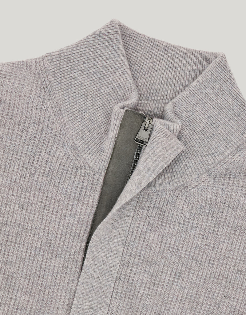 WOOL AND CASHMERE MOCK NECK SWEATER WITH ZIPPER AND LAMBSKIN DETAILS 5
