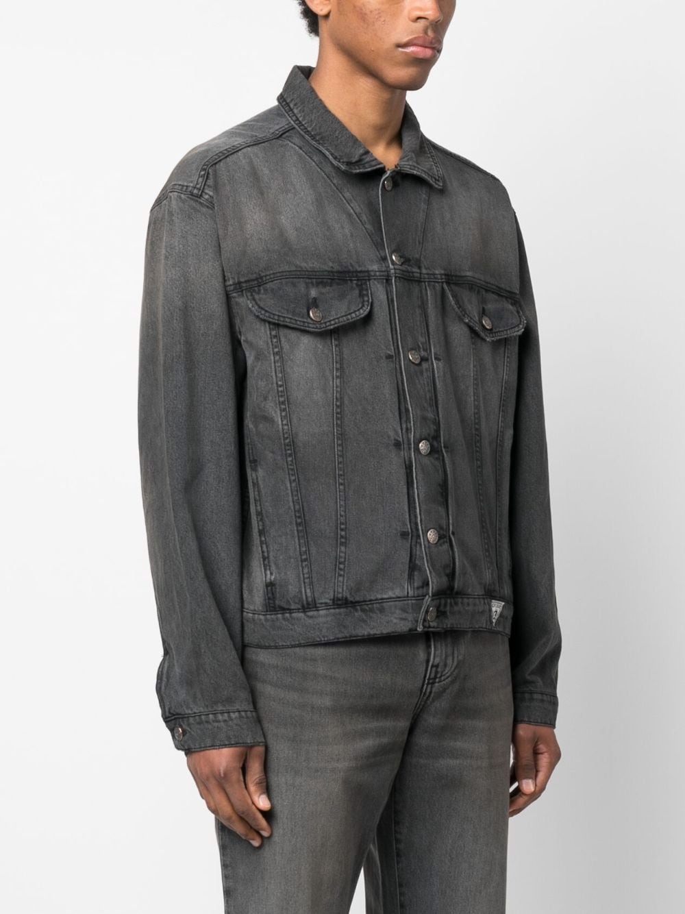 logo-patch denim jacket - 3