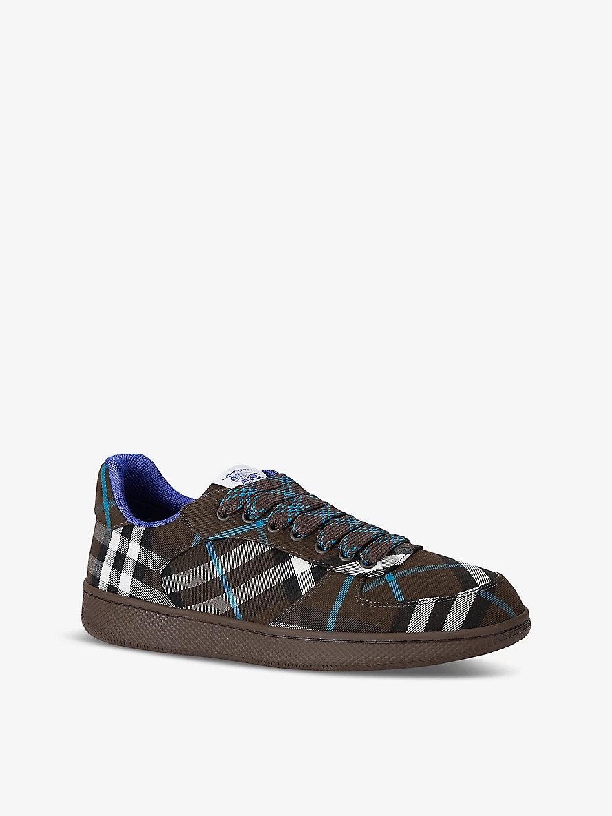 Terrace checked woven low-top trainers - 3