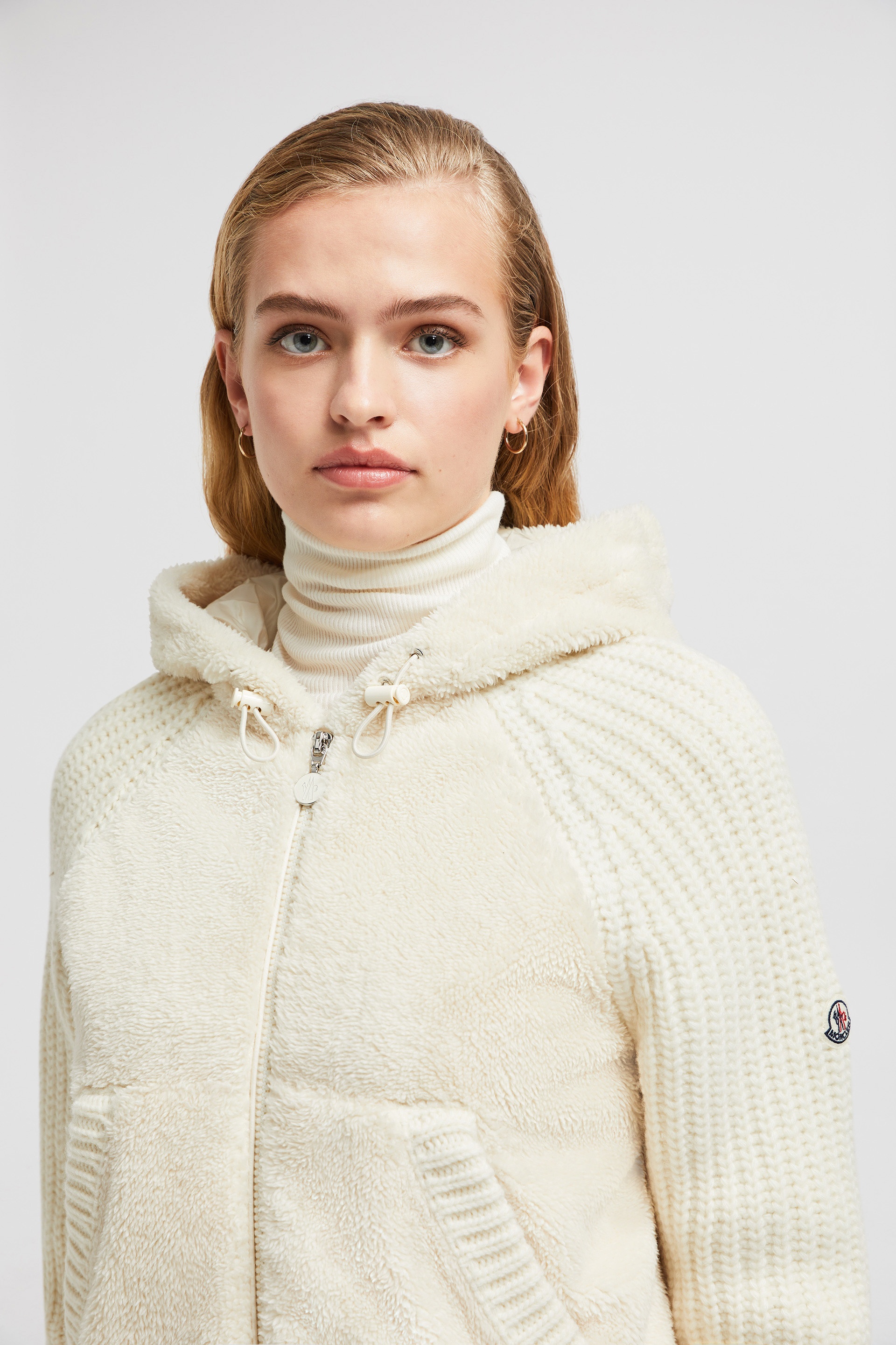 Padded Wool & Teddy Zip-up Hoodie - 4