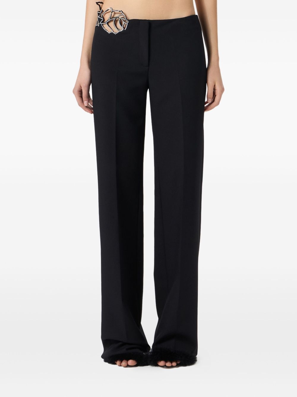 lace-embellished trousers - 3