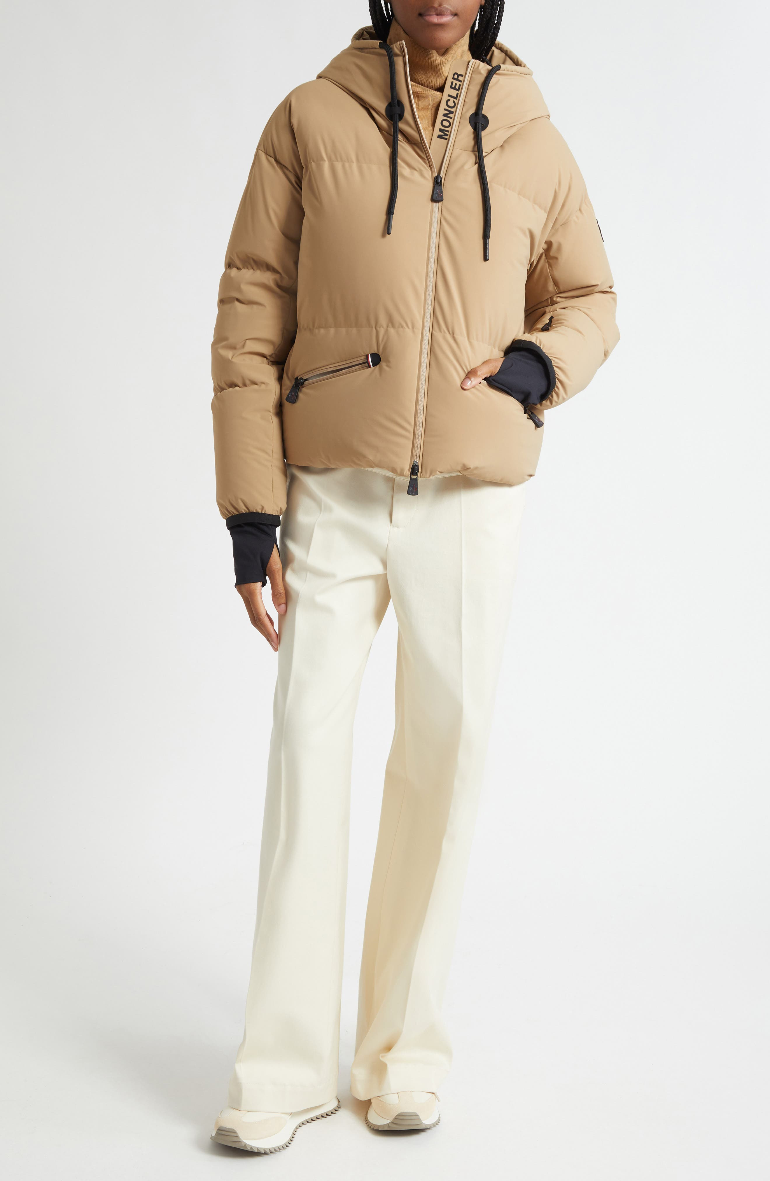 Moncler Cotton Stretch Twill Straight Leg Pants in Ivory at Nordstrom - 2