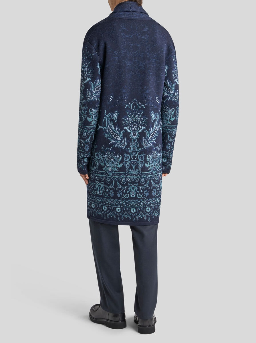 KNIT WOOL JACQUARD ROBE - 5