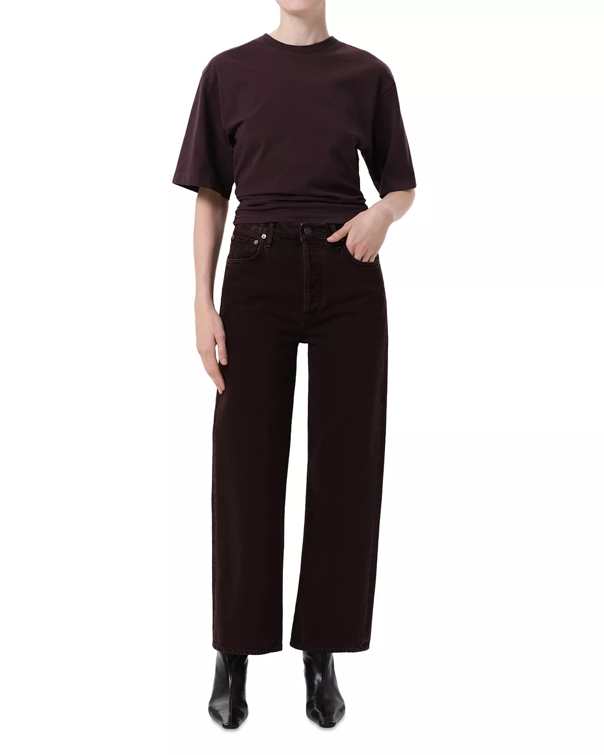 Ren High Rise Wide Leg Ankle Jeans in Sloe Berry - 2